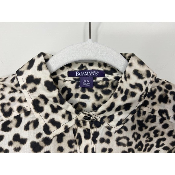 NWOT Roaman's Animal Print Button Up Tunic Shirt Size 12W - Picture 3 of 7